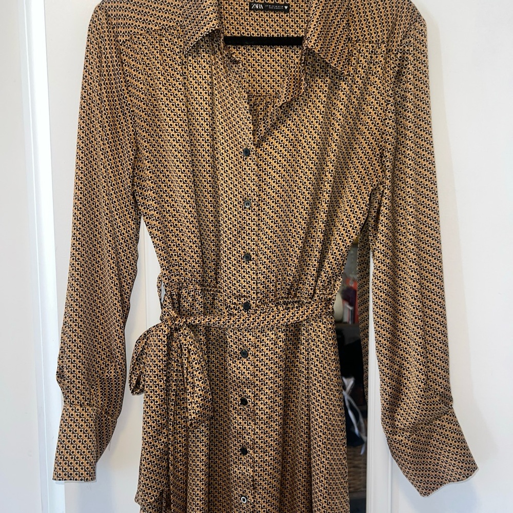 Zara Satin Button Up Dress